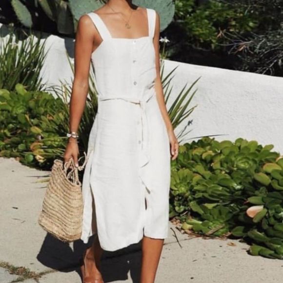 Rails Clement Dress in Parchment (Off-White), Size Large, Button-Down, Tie-Waist - Picture 2 of 9